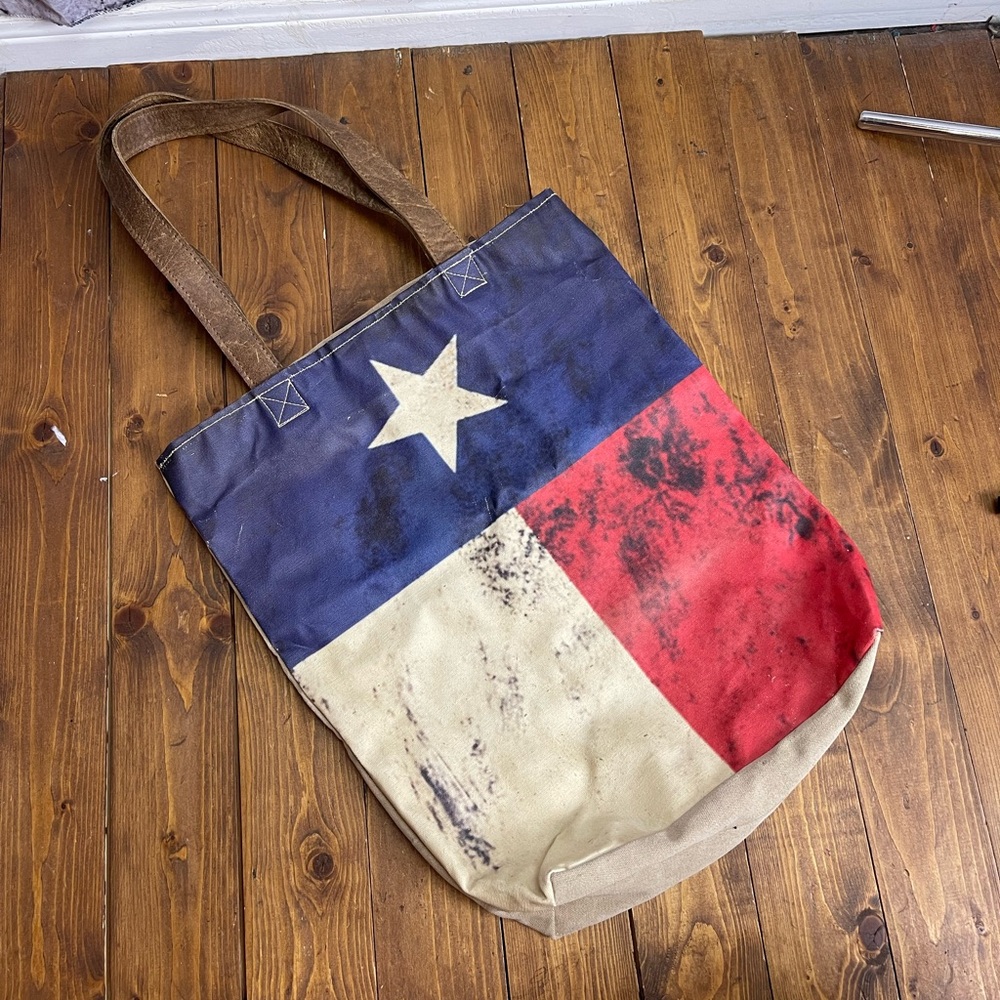 Vintage Addiction Texas flag canvas tote bag